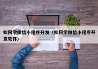 如何学微信小程序开发（如何学微信小程序开发软件）